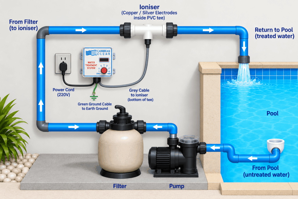 Caribbean Clear ioniser diagram